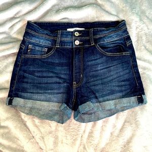 KanCan High Rise Double Button Jean Shorts